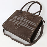 ADBG1553 Suede Western Tote with White Stitching & Shoulder Strap