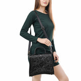 ADBG1517 Western Top Handle Hand-Tooled Leather Floral Messenger Bag