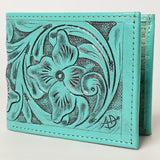 LC-ADBG1236I Hand-Tooled Leather Wallet - Western Floral Bifold Design