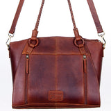 LC-ADBGI146A Tooled Leather Western Tote – Genuine Brown Cowhide Shoulder Bag