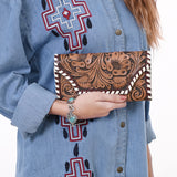 KBG154 WALLET Harness Skirting Leather with Hand Carving Ladies Bag H4.5XW9   KBG154