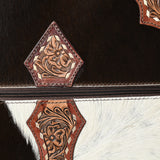 ADBG1571 Cowhide & Tooled Leather Rolling Luggage - Western Carry-On Spinner