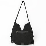 ADBGA734 Suede Fringe Crossbody Bag - Western Embroidered Boho Hobo Purse