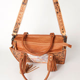 LC-ADBG230 Hand Tooled Leather Tote Bag with Hair-On Cowhide & Hand-Painted Floral Design
