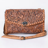 ADBG1133 Hand-Tooled Western Leather Crossbody Wallet-Genuine Cowhide Bag by American Darling
