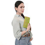 ADBG1537 Tooled Leather Wallet - Hand-Carved Western Floral Long Clutch