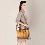 LC-ADBG1230 Hair-On Hide Leather Tote - Brown & White Speckled Western Shoulder Bag