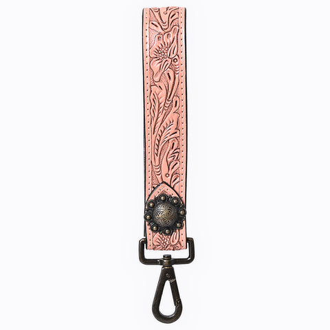ADKR217D  Hand Tooled Genuine Leather Wristlet Key Ring