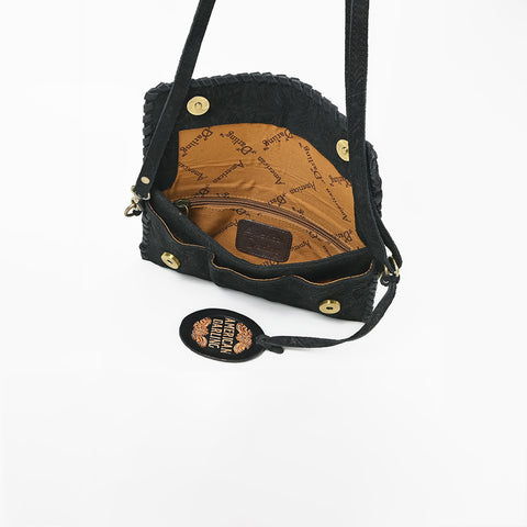 ADBG1645 American Darling Western Leather Small Cross Body Bag with Braided Detailing Damascus