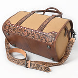 ADBG1765 Hand-Tooled Western Leather Duffel Bag Floral Cowhide Travel Satchel by American Darling