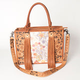LC-ADBG230 Hand Tooled Leather Tote Bag with Hair-On Cowhide & Hand-Painted Floral Design