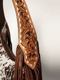 LC-ADBGI112 Sage Western Hobo Bag - Genuine Leather with Tan Hair-On Hide & Tooled Strap