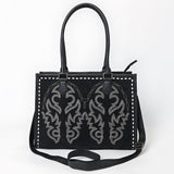 ADBG1744 Suede Western Tote with White Embroidered Stitching & Diamond Whipstitch Trim