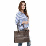 ADBG1553 Suede Western Tote with White Stitching & Shoulder Strap