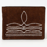 ADBGM529 Suede Western Bifold Wallet - Embroidered Leather Mens Cowboy Wallet