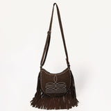 ADBG1625 Suede Fringe Crossbody Bag - Western Embroidered Leather Shoulder Purse