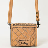 ADBG1444 Hand Tooled Leather Wallet Bag - Western Floral Mini Satchel