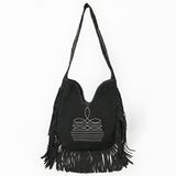 ADBGA734 Suede Fringe Crossbody Bag - Western Embroidered Boho Hobo Purse