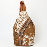 ADBG1513 Hair-On Cowhide Sling Backpack with Tooled Leather Accents