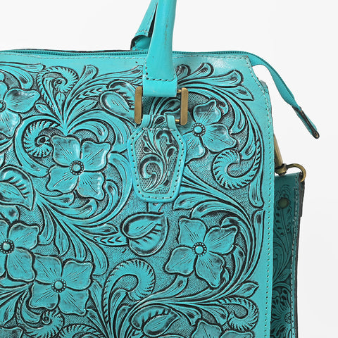 ADBG1483 American Darling Hand-Tooled Leather Duffel Bag | Floral Carved Travel Carryall
