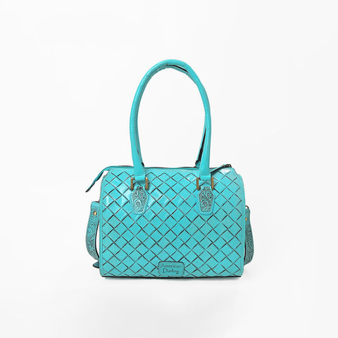 ADBG1483 American Darling Hand-Tooled Leather Duffel Bag | Floral Carved Travel Carryall