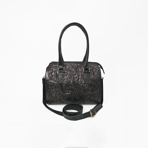 ADBG1483 American Darling Hand-Tooled Leather Duffel Bag | Floral Carved Travel Carryall