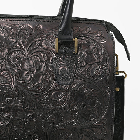 ADBG1483 American Darling Hand-Tooled Leather Duffel Bag | Floral Carved Travel Carryall