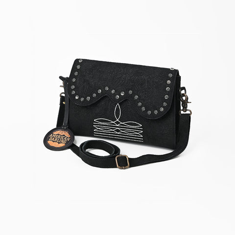 ADBG1797 American Darling Small Cross body Bag - Handcrafted Damascus Embossed Western Leather Purse