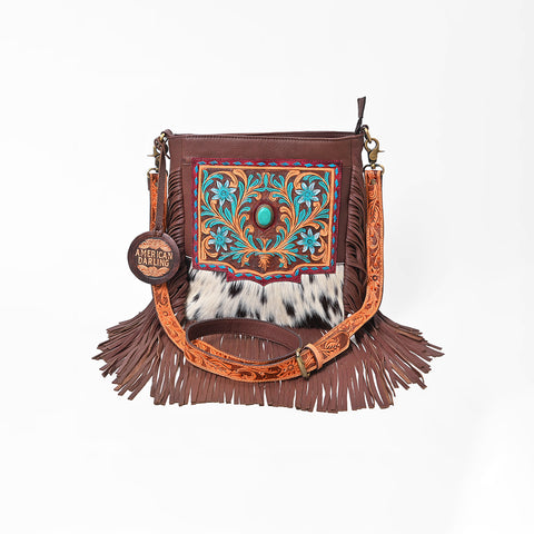 ADBG1891 Crossbody Hand Tooled Hair on Genuine Leather Women Bag