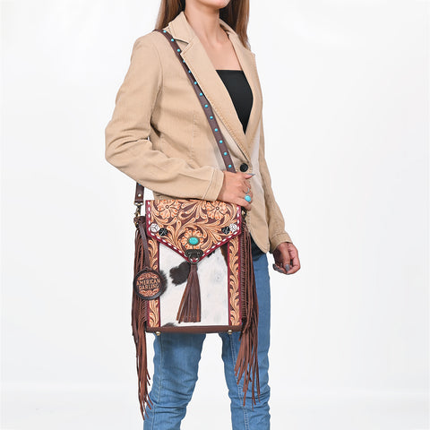 ADBG1910 Crossbody Hand Tooled Hair on Genuine Leather Women Bag