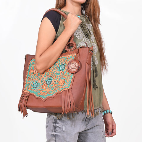 ADBGA1010 Crossbody Hand Tooled  Genuine Leather Women Bag