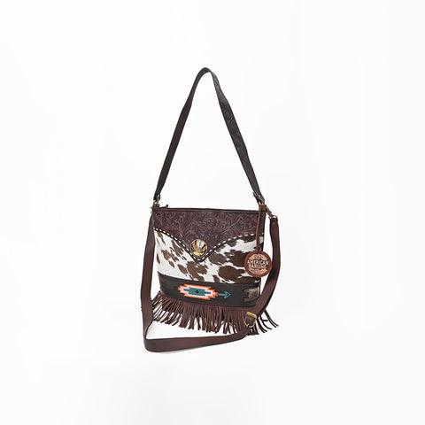 ADBGA1038 Crossbody Hair on Hand Tooled Genuine Leather Women Bag