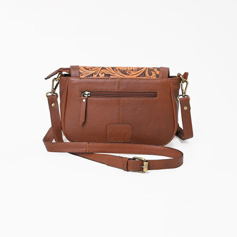ADBGA1260 American Darling Hand Tooled Leather Studded Fringe Western Crossbody Bag