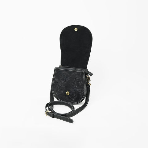 Official PRCA & NFR Licensed Collection® Commemorative Shield Patch Hand-Tooled Leather Accent Crossbody Bag