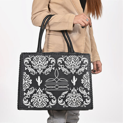 ADBGA883 American Darling Embroidered Genuine Leather Western Tote Bag