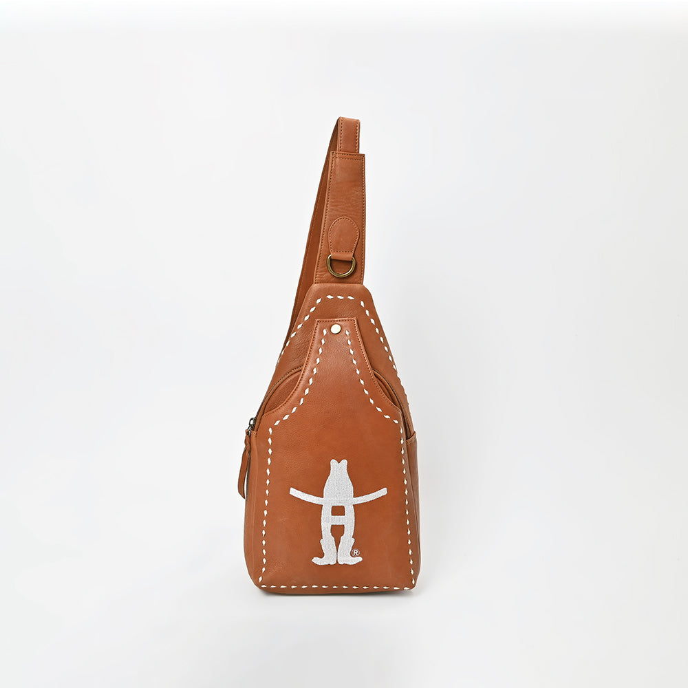 Magnolia Rodeo Genuine Leather White Embroidered Sling Bag – American ...