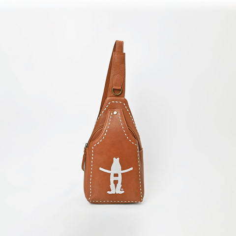 Magnolia Rodeo Genuine Leather White Embroidered Sling Bag