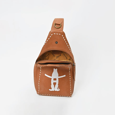 Magnolia Rodeo Genuine Leather White Embroidered Sling Bag