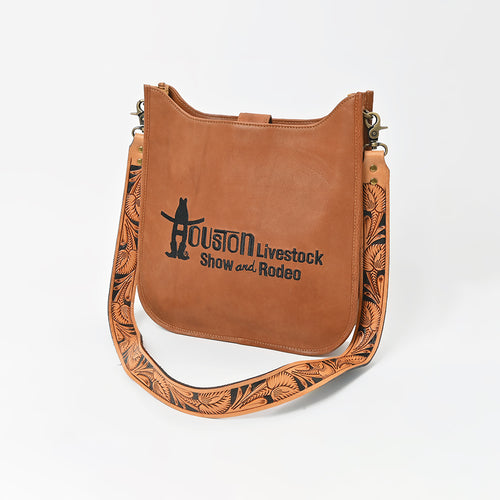 Showground Rodeo Genuine Leather Black Embroidered Crossbody Bag