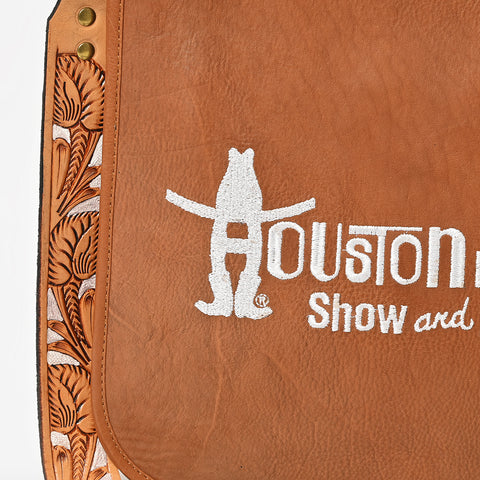 Showground Rodeo Genuine Leather White Embroidered Crossbody Bag