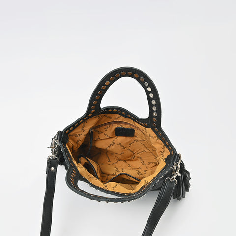 ADBGM836 American Darling Leather Studded Fringe Tote Handbag