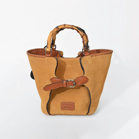 ADBGZ961 American Darling Genuine Leather Bamboo Handle Boho Bucket Bag