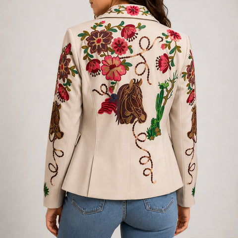 ADBZ073 American Darling Embroidered Horse Fabric Blazer Western Jacket