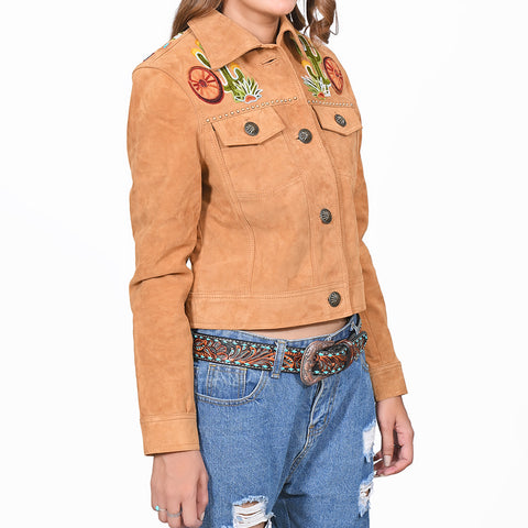 ADJKT100 American Darling Desert Embroidered Genuine Leather Western Apparel Jacket