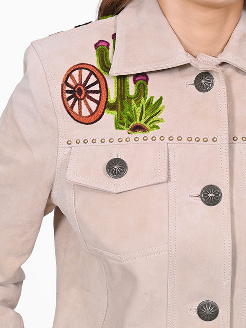 ADJKT107 American Darling Women Western Embroidered Suede Leather Jacket
