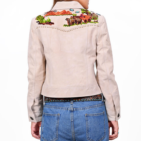 ADJKT107 American Darling Women Western Embroidered Suede Leather Jacket
