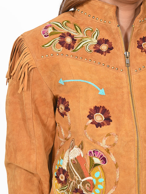 ADJKT112 American Darling Women Leather Boho Western Fringe Jacket
