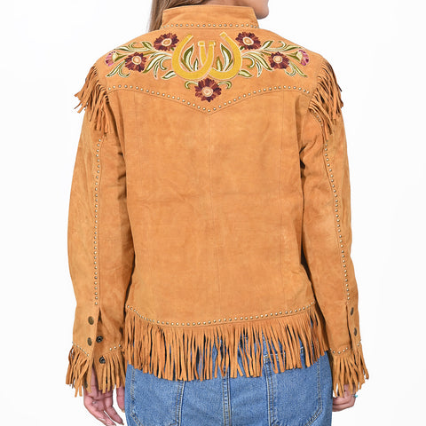 ADJKT112 American Darling Women Leather Boho Western Fringe Jacket