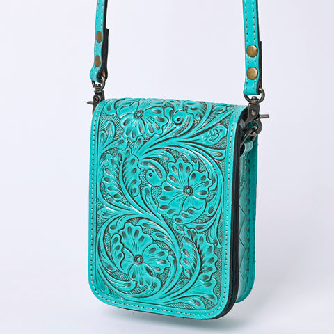 ADBG1135 American Darling Hand Tooled Floral Leather Cell Phone Bag Western Crossbody