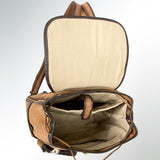 LC-ADBGI122B Hair-On Hide & Leather Western Backpack – Dual Pocket Drawstring Travel Bag